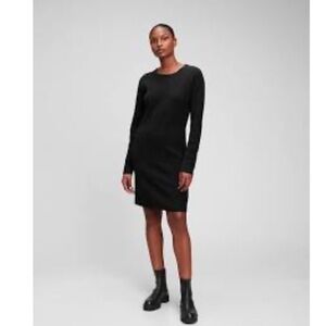 Gap Black Ribbed Soft Knit Sweater Dresss